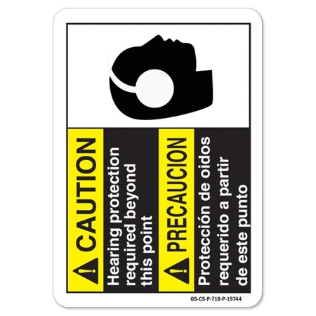 Signmission ANSI Caution Sign, Caution Hearing Protection, 14in X 10in Decal, 14" W, 10" H, Landscape OS-CS-D-1014-L-19744